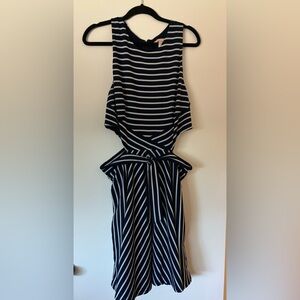 ANTHROPOLOGIE navy white cut out dress. Size XL